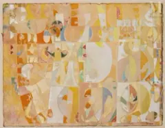 Composition by Joe Downing, Gouache et aquarelle sur papier, sold Apr 2023