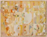 Composition by Joe Downing, Gouache et aquarelle sur papier, sold Apr 2023