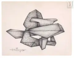 Sans titre by Roger Desserprit, 1958, Crayon sur papier, sold Apr 2023