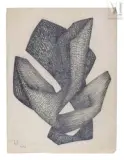 Composition by Roger Desserprit, 1958, Crayon sur papier, sold Apr 2023