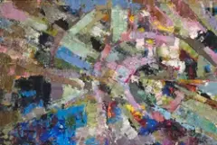 Composition by Jacques Germain, Huile sur panneau, sold Apr 2023