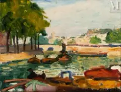 Bords de Seine, face au Vert-Galant, circa 1900 by Albert Marquet, Huile sur toile, sold Mar 2023