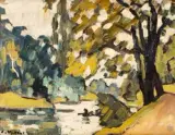 Le lac au bois de Boulogne by Louis Valtat, Huile sur toile marouflée sur carton, sold Mar 2023