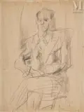 Portrait by Eugène Paul dit Gen Paul, 1942, Crayon et estompe, sold Mar 2023