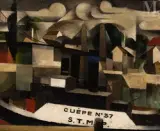 La Guèpe, Conflans Ste Honorine by Pierre Hodé, 1922, Huile sur carton fort, sold Mar 2023