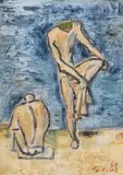 Baigneuses à Sanary by Francis Tailleux, Huile sur toile marouflée sur carton, sold Mar 2023