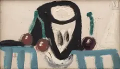 Verre et cerises by Pablo Picasso, Huile sur toile d'origine, sold Mar 2023