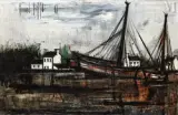 Les bateaux à la baie de la Fresnaye by Bernard Buffet, Huile sur toile d'origine, sold Mar 2023