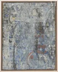 Composition, circa 1958 by Joe Downing, Huile sur toile, sold Mar 2023