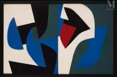 Préface by Jean Dewasne, 1950, Huile sur isorel, sold Mar 2023