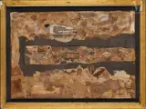 Sans titre by Jacques Doucet, 1964, Collage sur carton noir (fragments de papiers peints, de cartons, d'illustrés), sold Mar 2023