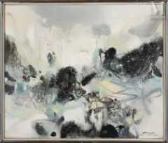 Gel by Chu Teh-chun, 1985, Huile sur toile, sold Mar 2023