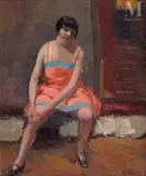 Repos au Cirque Medrano by Élie Anatole Pavil, Huile sur toile, sold Feb 2023