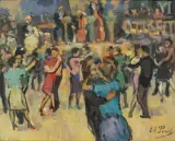 Bal au Tabarin by Élie Anatole Pavil, Huile sur toile, sold Feb 2023