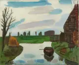 Paysage fluvial by Simon Segal, Huile sur toile, sold Feb 2023