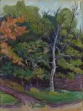 Les chênes de la propriété by Jean Misceslas Peské, Aquarelle, crayon et réhauts de gouache sur papier, sold Feb 2023