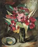 Bouquet de fleurs by Boris Pastoukhoff, Huile sur toile, sold Feb 2023
