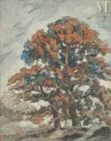 Deux chênes by Jean Misceslas Peské, Huile sur toile, sold Feb 2023