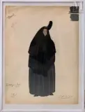 Maquette de costume pour Faust 1949 Mention église, figurante by Félix Labisse, Gouache sur papier, sold Dec 2022