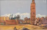 La Koutoubia by Francis Cariffa, Huile sur panneau, sold Dec 2022