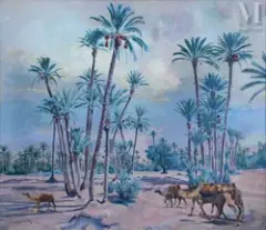 Palmeraie de Marrakech by Jacques Majorelle, Huile sur toile, sold Dec 2022