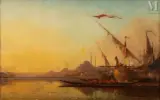 Vue d'Istambul et la mosquée bleue by Henri Duvieux, Huile sur toile d'origine, sold Dec 2022