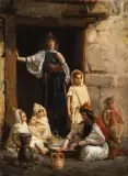 Femmes Kabyles préparant le couscous by Isidore Alexandre Pils, Huile sur toile d'origine, sold Dec 2022