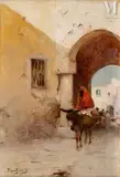 Dans une rue de Tunis by Auguste Émile Pinchart, Huile sur toile d'origine, sold Dec 2022
