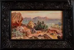 Paysage de Bou-Saâda by Maxime Noiré, Huile sur toile, sold Dec 2022