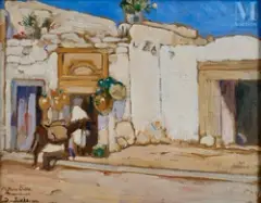 Scène de rue à Tunis by David Junes, Huile sur toile d'origine, sold Dec 2022