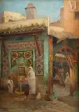 Femmes à la fontaine à Alger by Eugène Delahogue, Huile sur toile d'origine, sold Dec 2022