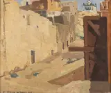 Une rue à Laghouat by Marius de Buzon, Huile sur panneau une planche non parqueté, sold Dec 2022