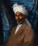 Portrait d'indien by Dorothy Elaine Vicaji, Huile sur toile d'origine, sold Dec 2022