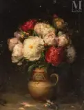 Bouquet de pivoines dans un vase by Pierre Outin, Huile sur toile d'origine, sold Dec 2022