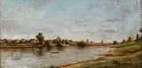 Bords de rivière by Charles Lapostolet, Huile sur toile d'origine, sold Dec 2022