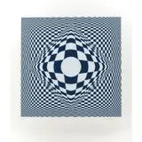 Deux bleux cinétiques- circa 1980 by Victor Vasarely, Sérigraphie en couleurs, signée et justifiée "F.V", sold Jun 2018