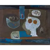 Composition sur fond brun by Francisco Bores, 1959, Huile sur toile, sold Jun 2018