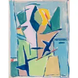 Composition by Geer van Velde, circa 1945, Gouache sur papier, sold Jun 2018