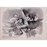 Dépaysage by Pierre Alechinsky, 1954, Encre de chine et lavis d'encre sur papier, sold Jun 2018