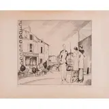 Le café sur le port - 1923 by Jean Emile Laboureur, Eau-forte en noir, signée et numérotée 47 / 50, sold Dec 2017