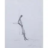 Femme s'appuyant - 1961 by Alberto Giacometti, Lithographie en noir sur Japon nacré, signée, sold Dec 2017
