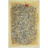 Composition sur fond jaune - circa 1950 by Roger Bissière, Eau-forte et aquatinte en couleurs imprimée sur Richard de Bas, signée et numérotée 3/75, sold Dec 2017