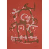 Chevauchée rouge et brun by Joan Miró, Lithographie en couleurs sur fond rouge, signée et numérotée 60/75, sold Dec 2017