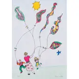 Enfants et cerfs-volants - 1995 by Niki de Saint Phalle, Lithographie en couleurs, signée et numérotée 129/250, sold Dec 2017