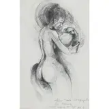 Jeune femme regardant un crâne by Giacomo de Pass, 1967, Fusain, sold Nov 2017