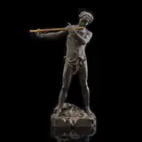 Joueur de flûte traversière dit "l'improvisateur by Félix Charpentier, Bronze patine brune et or ; hauteur 35 cm, sold Nov 2017