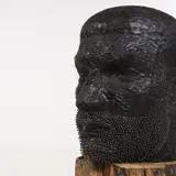 Autoportrait by Momcilo Milovanovic, vers 1950, Bois teinté, clous et tronc d'arbre, sold Jun 2017