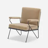 Lounge chair by Joseph Inco, c. 1955, iron, mohair upholstery, sold May 2023