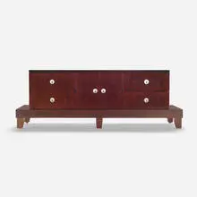 Pallette cabinet by Wendell Castle Collection, 2006, lacquered burlwood, brushed steel, sold May 2023