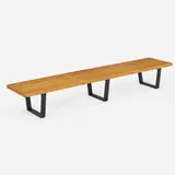 Slat bench, model 4992 by George Nelson & Associates, 1946, birch, lacquered wood, sold May 2023